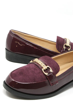 Patent and Faux Suede Loafer