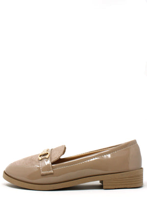 Patent and Faux Suede Loafer