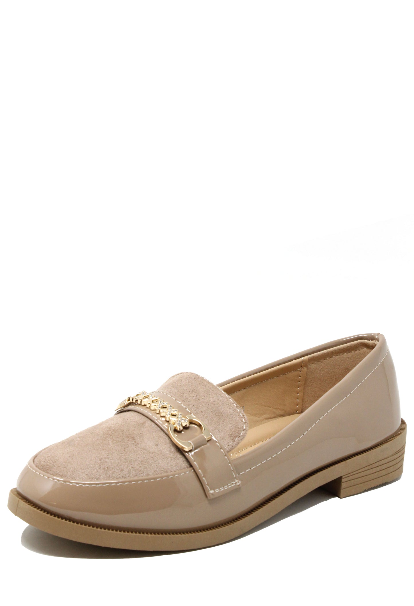 Patent and Faux Suede Loafer