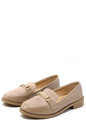 Patent and Faux Suede Loafer