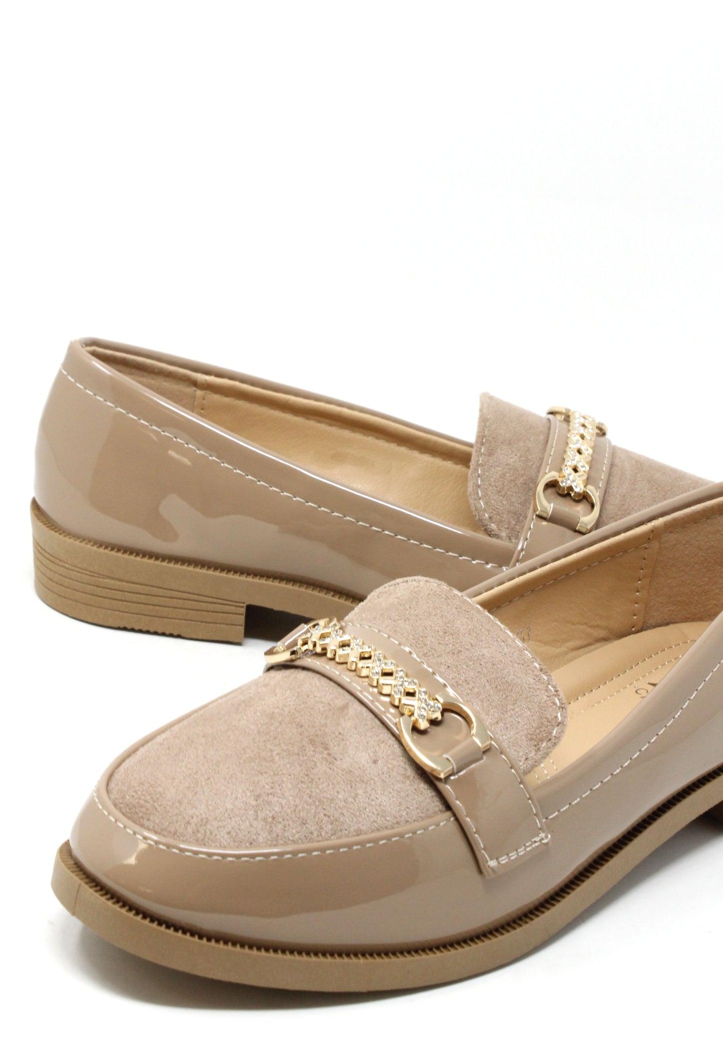 Patent and Faux Suede Loafer