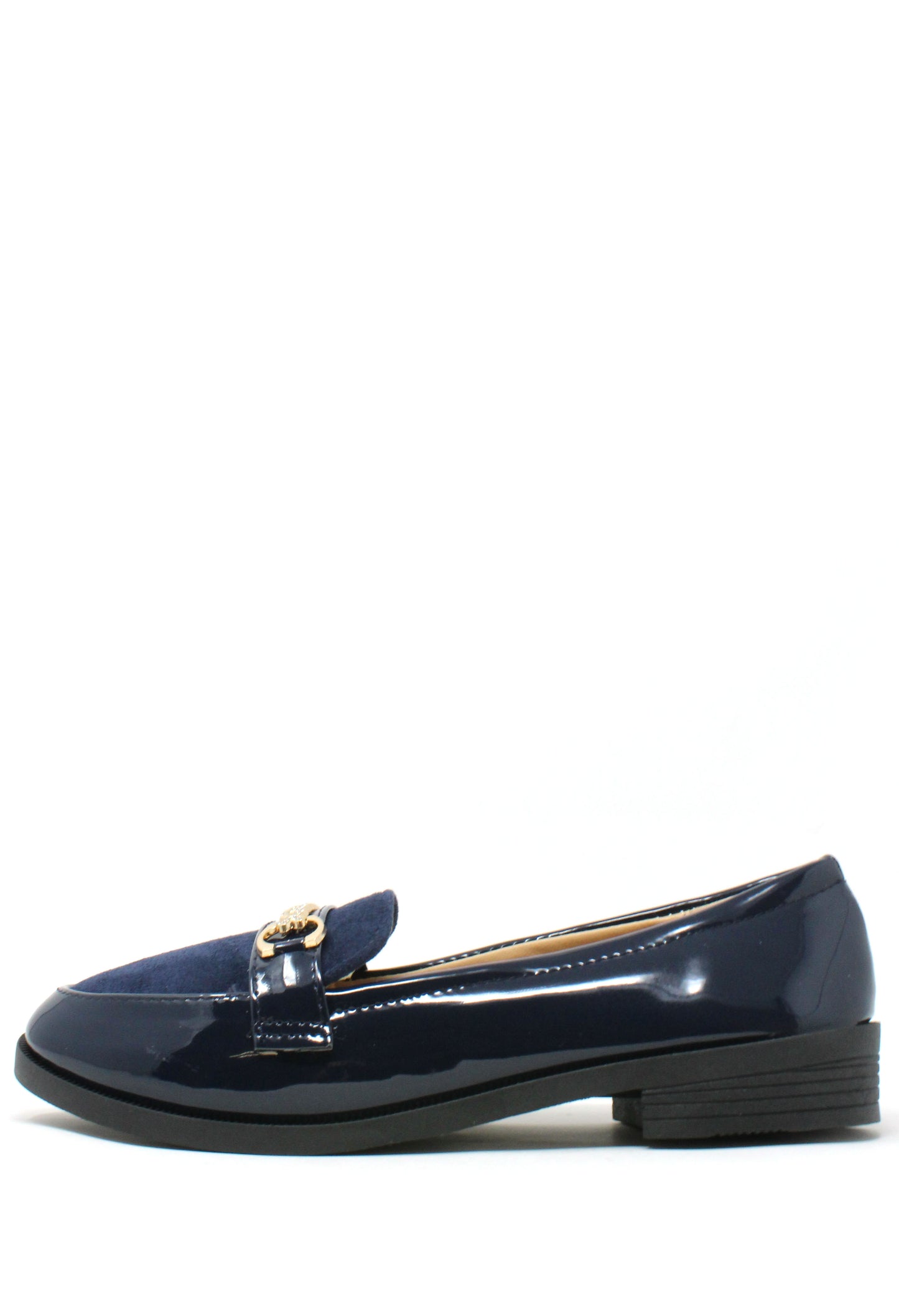 Patent and Faux Suede Loafer