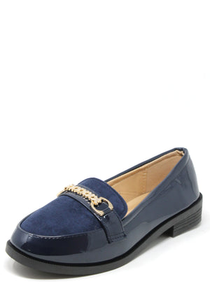 Patent and Faux Suede Loafer