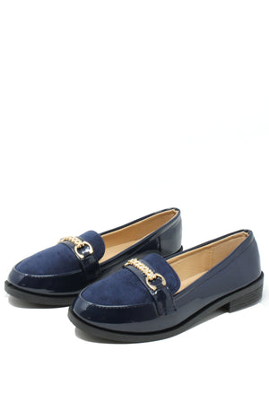 Patent and Faux Suede Loafer