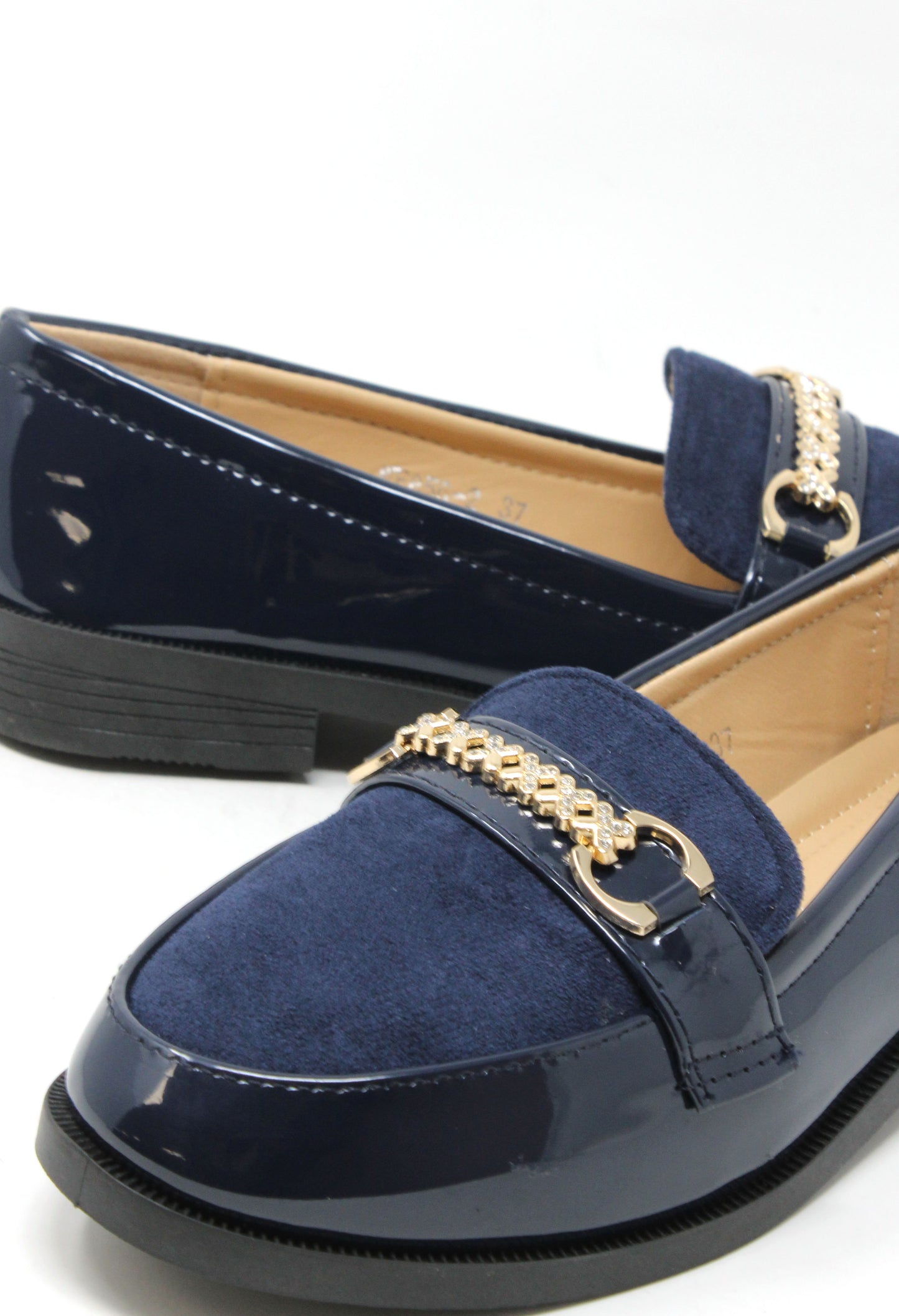 Patent and Faux Suede Loafer