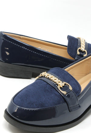 Patent and Faux Suede Loafer