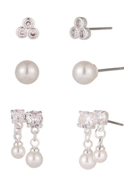 Diamante & Pearl Earring Set