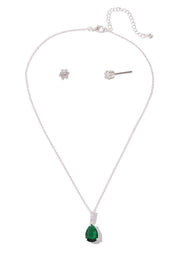 Emerald Teardrop Necklace Set