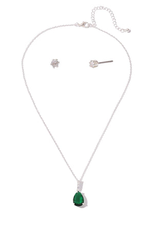 Emerald Teardrop Necklace Set