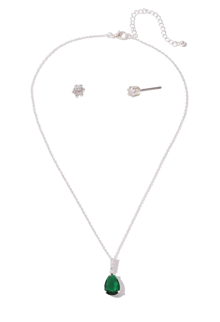 Emerald Teardrop Necklace Set