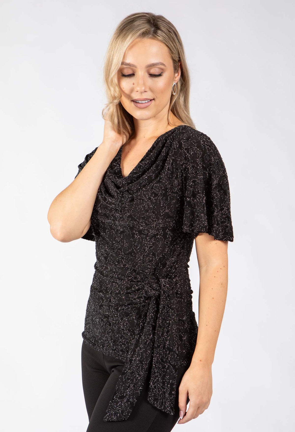 Johan Side Tie Metallic Top