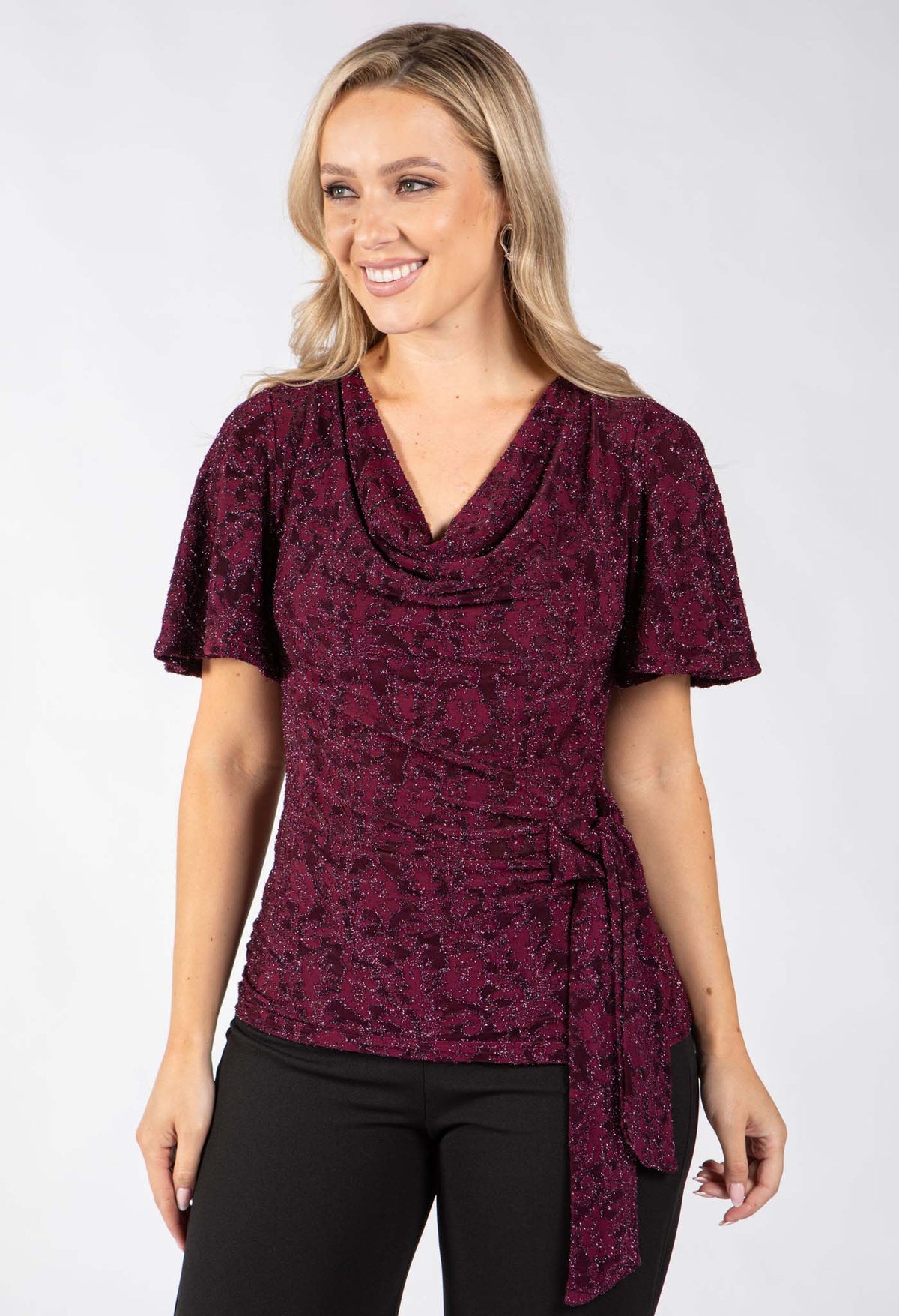 Johan Side Tie Metallic Top