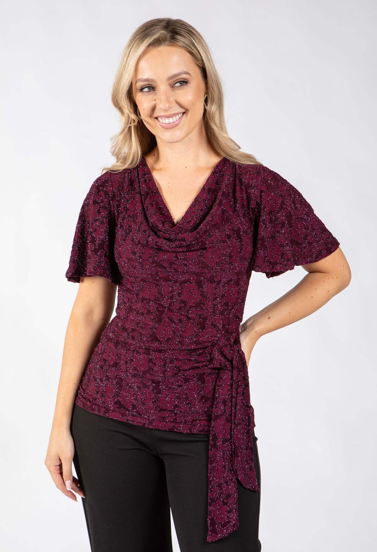 Johan Side Tie Metallic Top