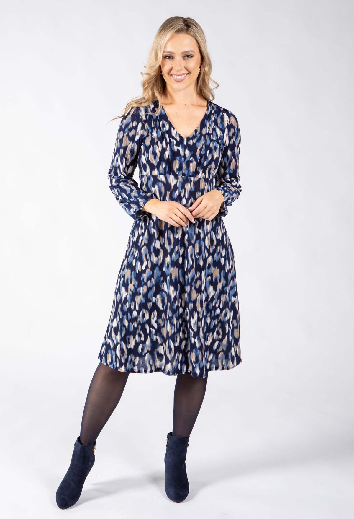 Tempo Abstract Print Midi Dress