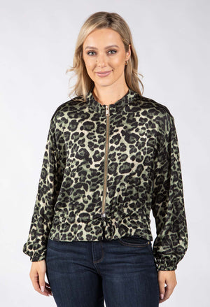 Leopard Print Tie Waist Jacket