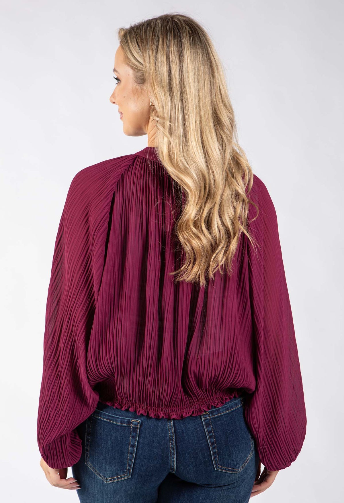 Plisse Pleated Bomber Jacket