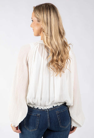 Plisse Pleated Bomber Jacket