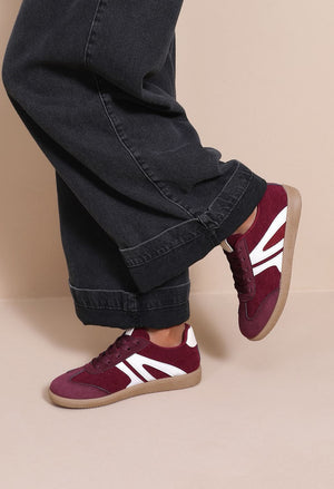Faux Suede and Corduroy trainer with stripe details