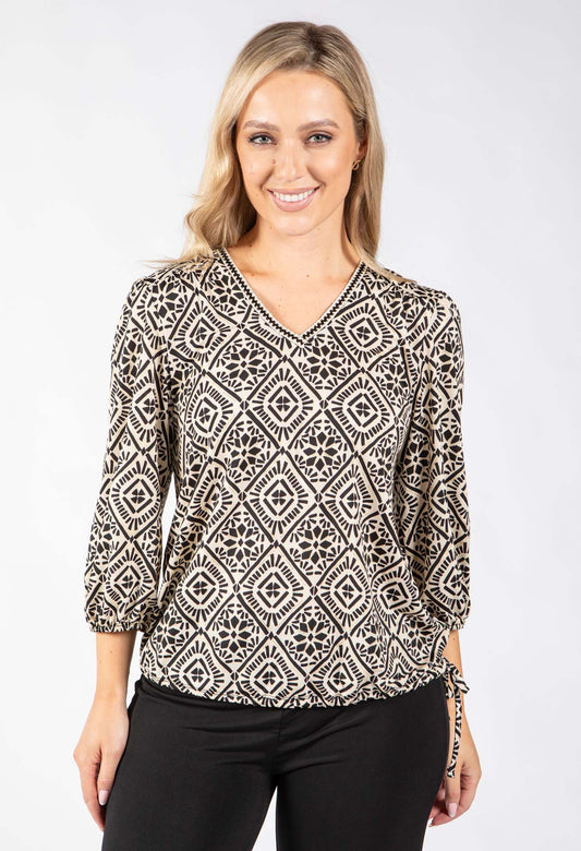 Tigua Abstract Print Top – Pamela Scott