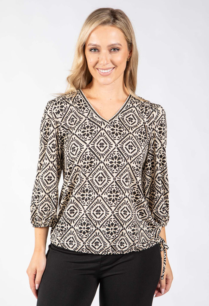 Tigua Abstract Print Top