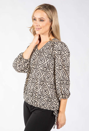 Tigua Abstract Print Top