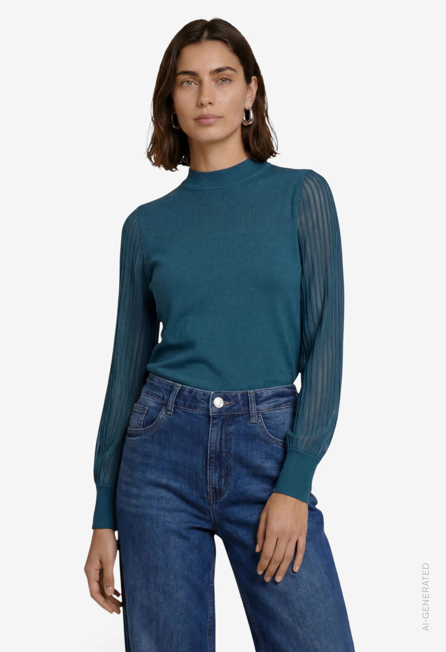 Sheer Sleeve Knit Top
