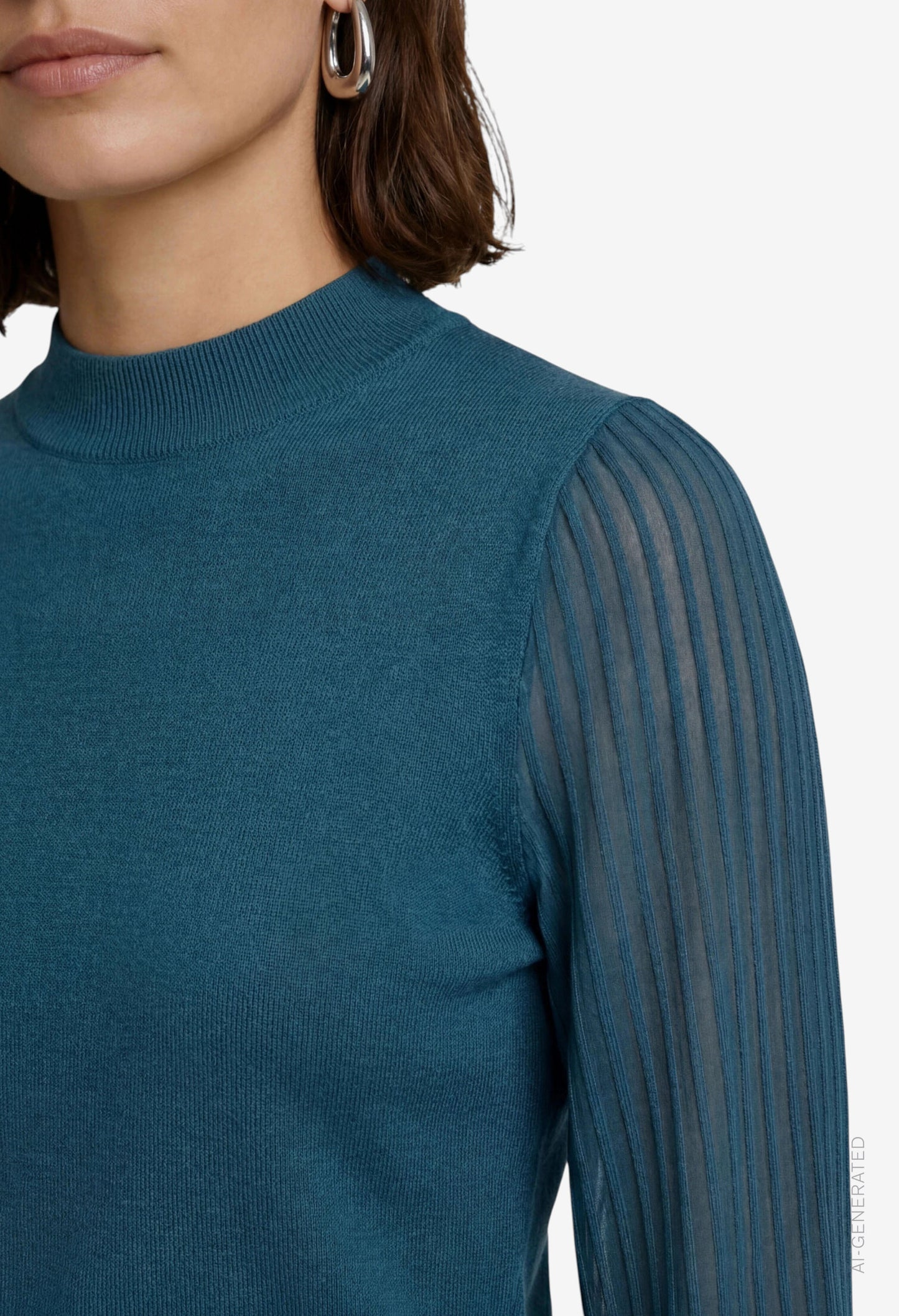 Sheer Sleeve Knit Top