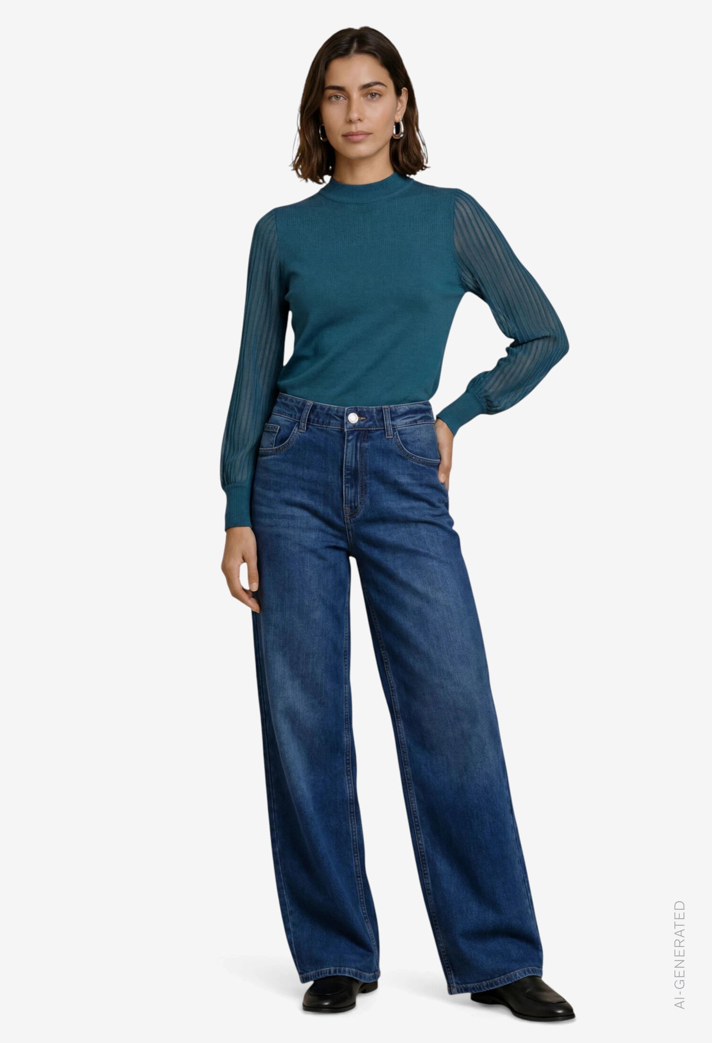 Sheer Sleeve Knit Top