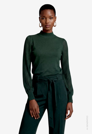 Sheer Sleeve Knit Top