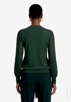 Sheer Sleeve Knit Top
