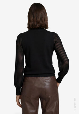Sheer Sleeve Knit Top