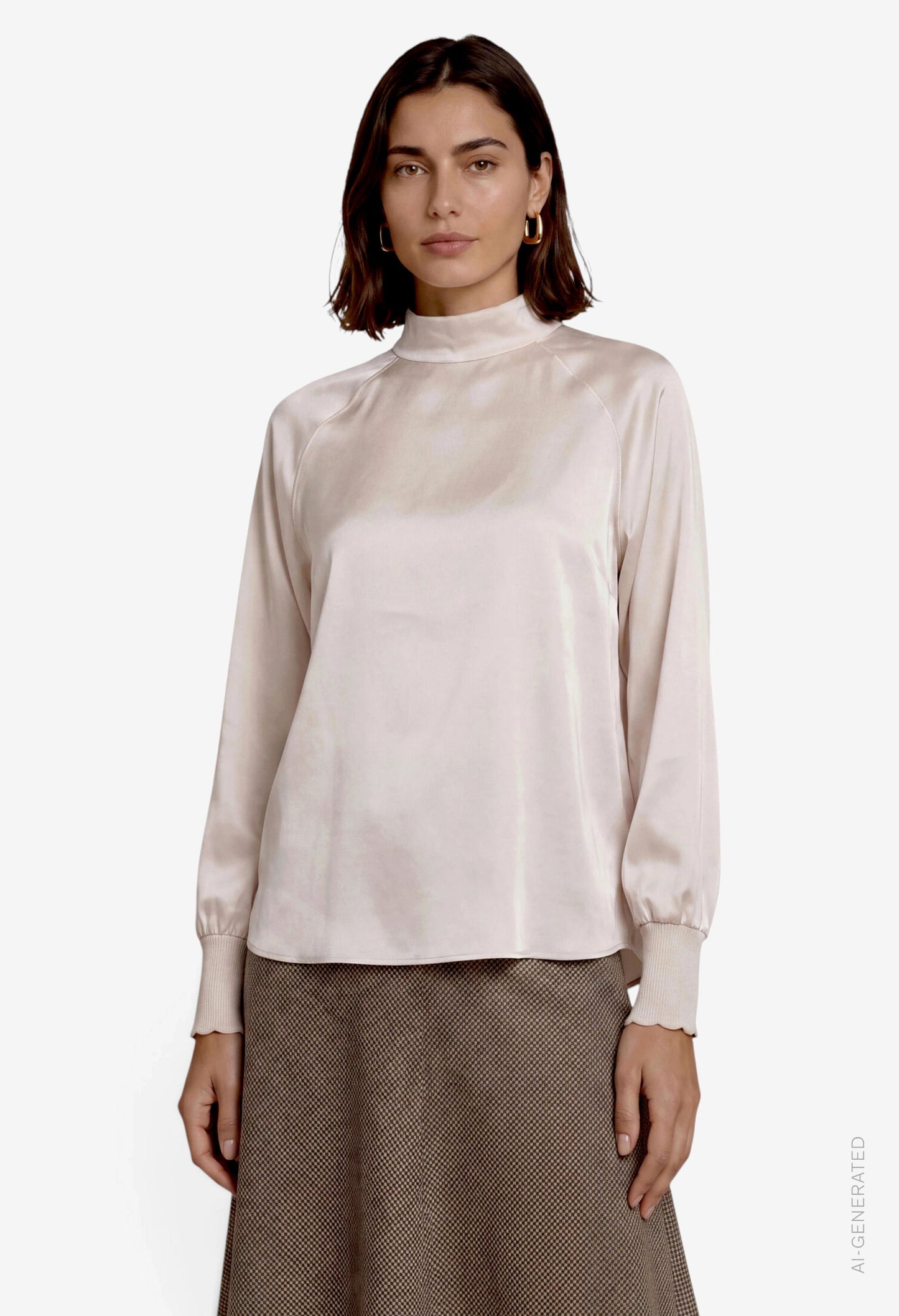 High Neck Satin Blouse