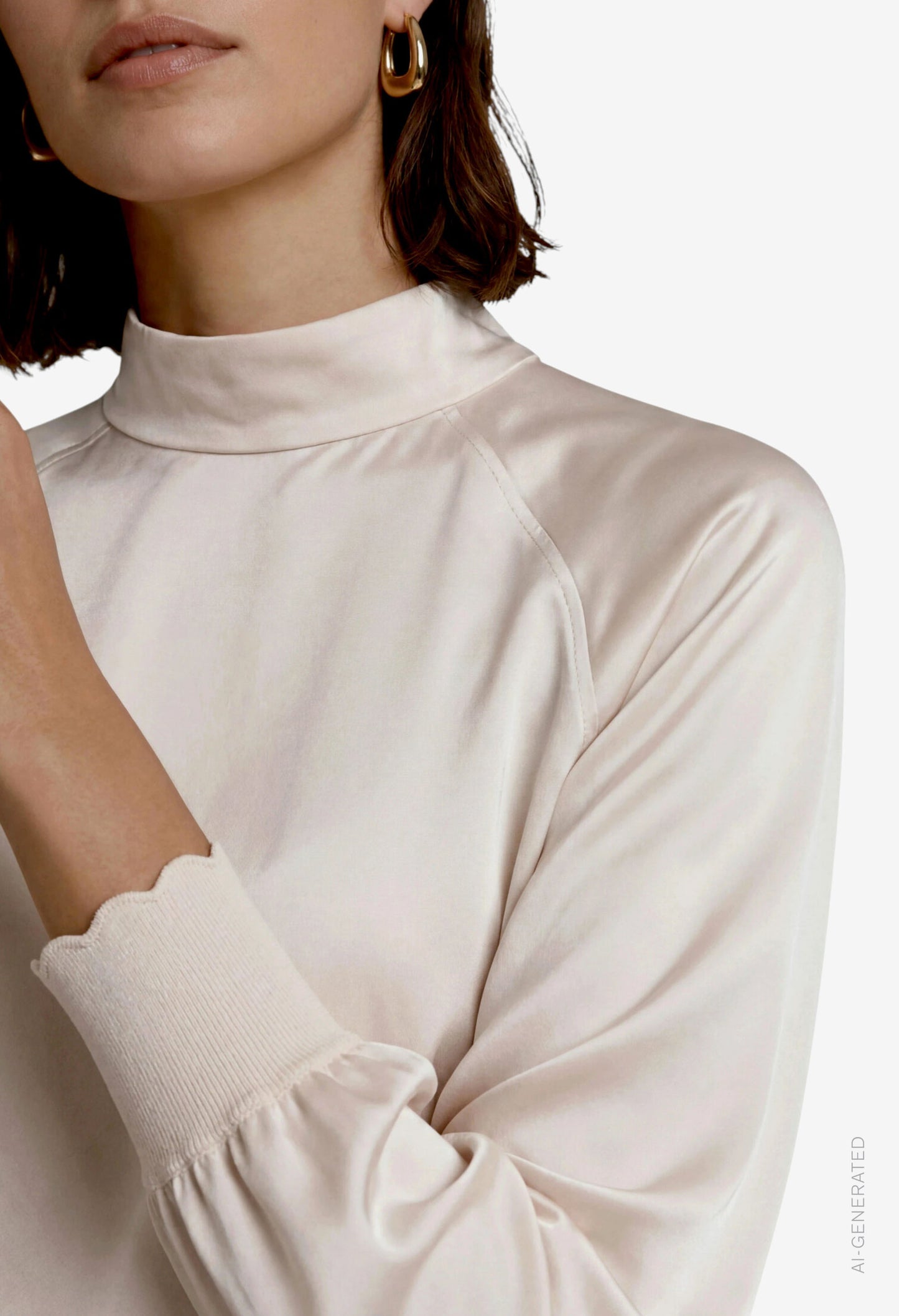 High Neck Satin Blouse