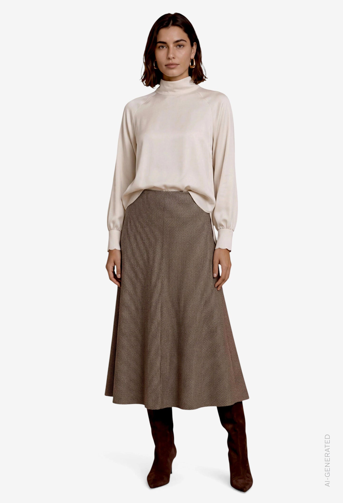 High Neck Satin Blouse