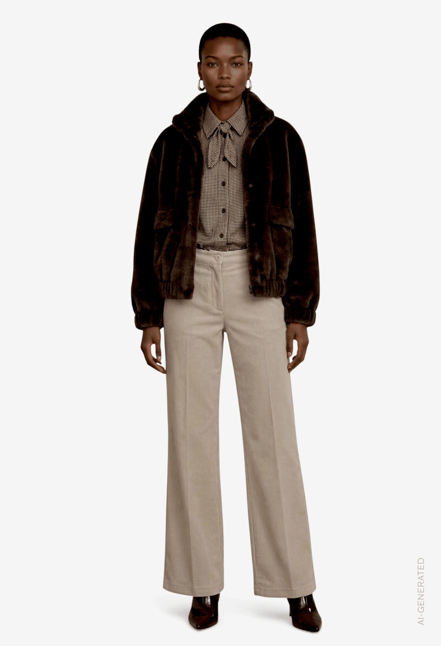 Front Pocket Faux Fur Jacket