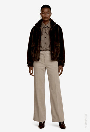 Front Pocket Faux Fur Jacket