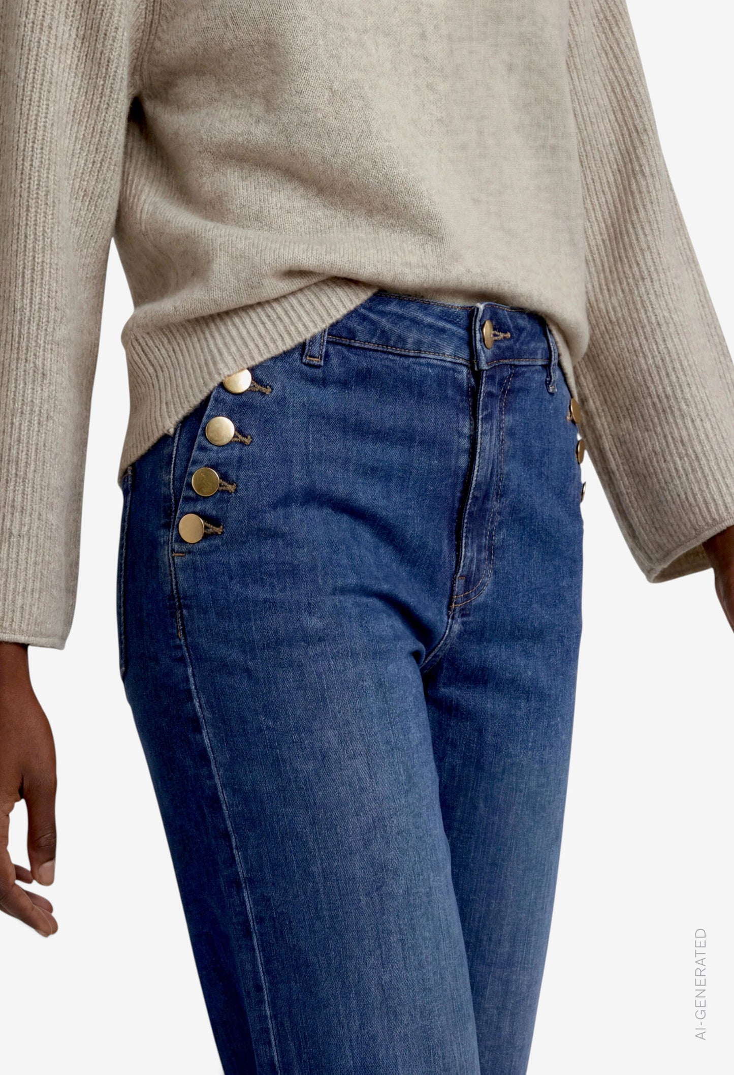 Button Detail Jeans