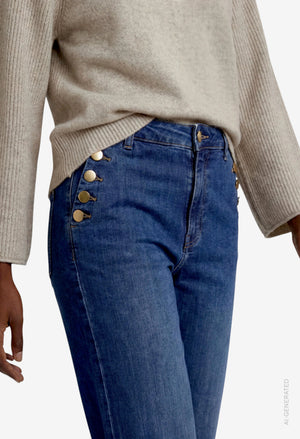 Button Detail Jeans