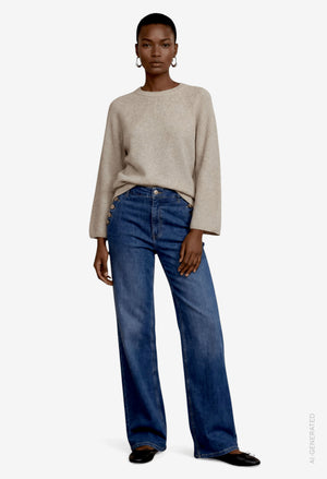 Button Detail Jeans