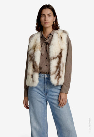 Animal Print Faux Fur Gilet