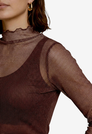 Gingham Mesh Top