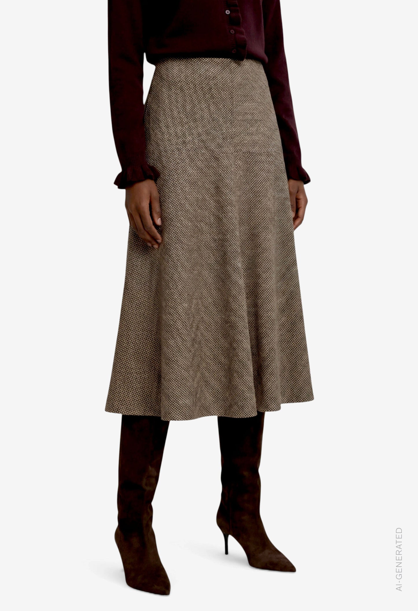 Herringbone Midi Skirt