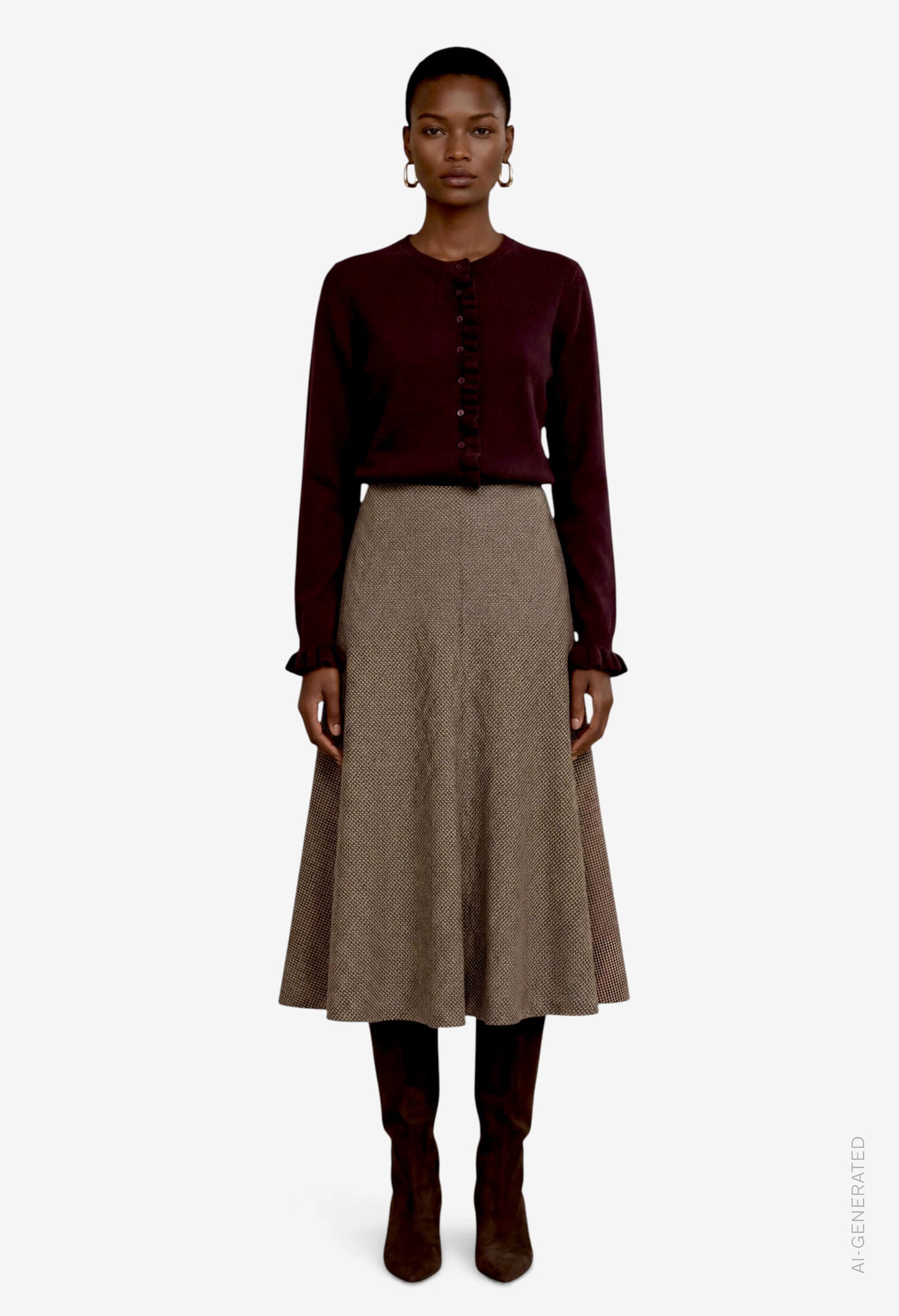 Herringbone Midi Skirt