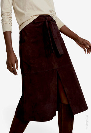 Faux Suede Midi Skirt