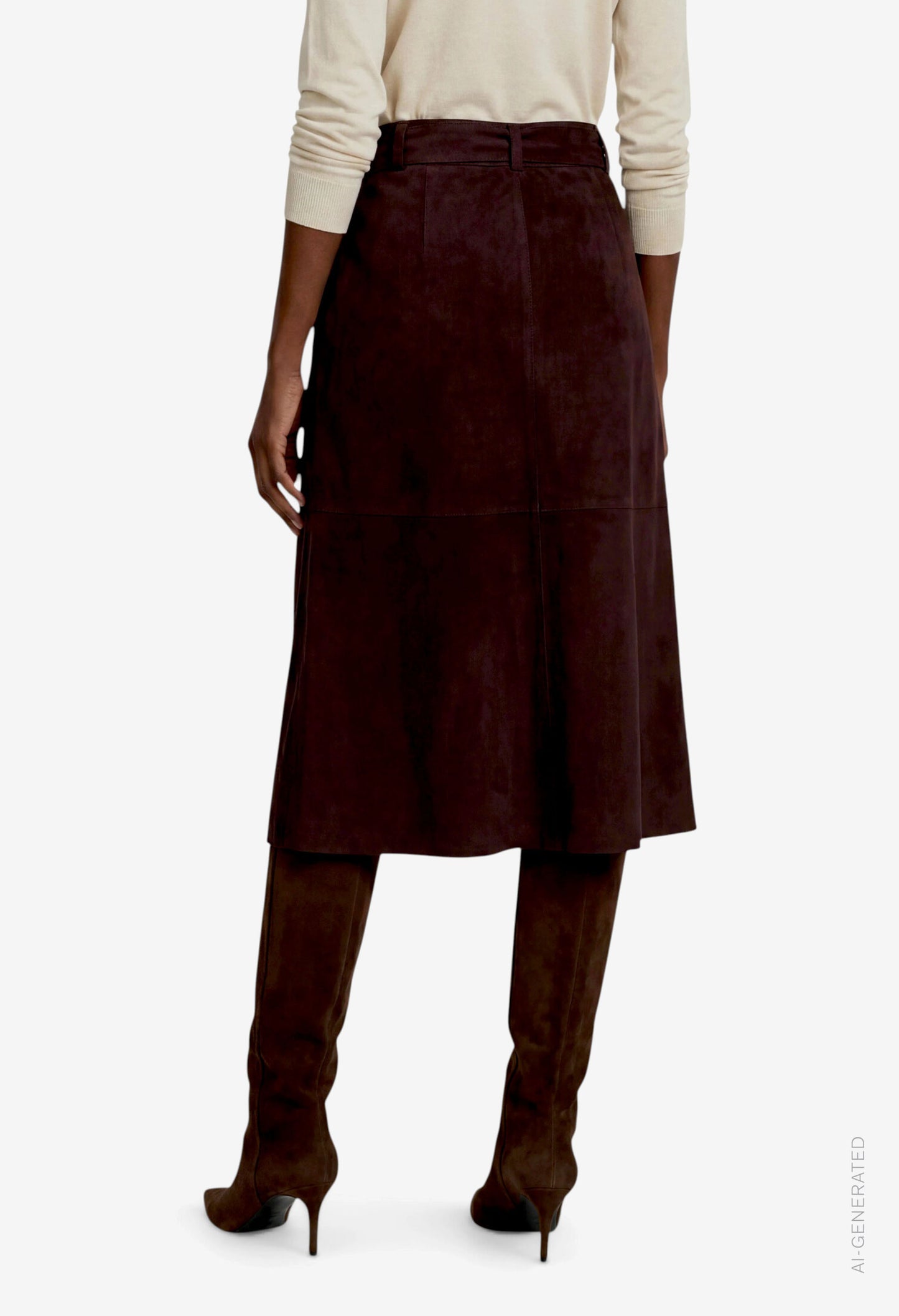 Faux Suede Midi Skirt