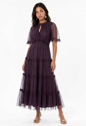 Frill Detail Tulle Midi Dress