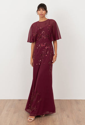 Embellished Angel Sleeve Maxi Dress