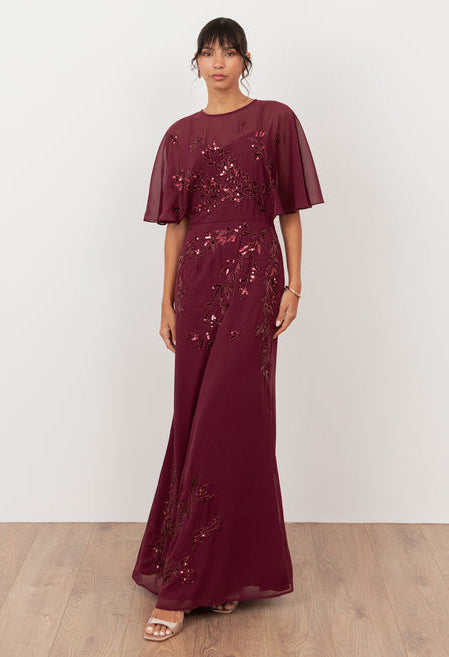 Embellished Angel Sleeve Maxi Dress
