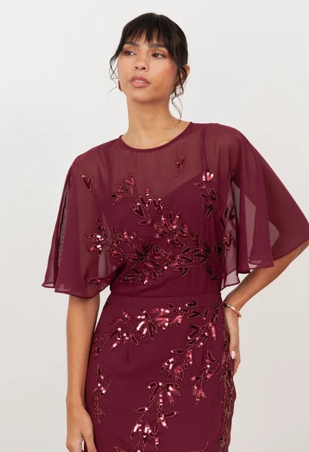 Embellished Angel Sleeve Maxi Dress