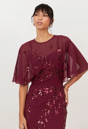 Embellished Angel Sleeve Maxi Dress